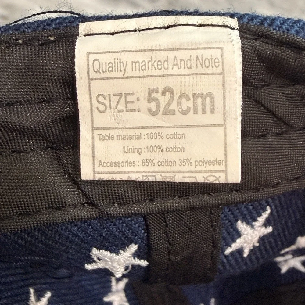 Vintage Kids Star Print Snapback Hat Navy Blue Gold Star 52cm Youth Cap